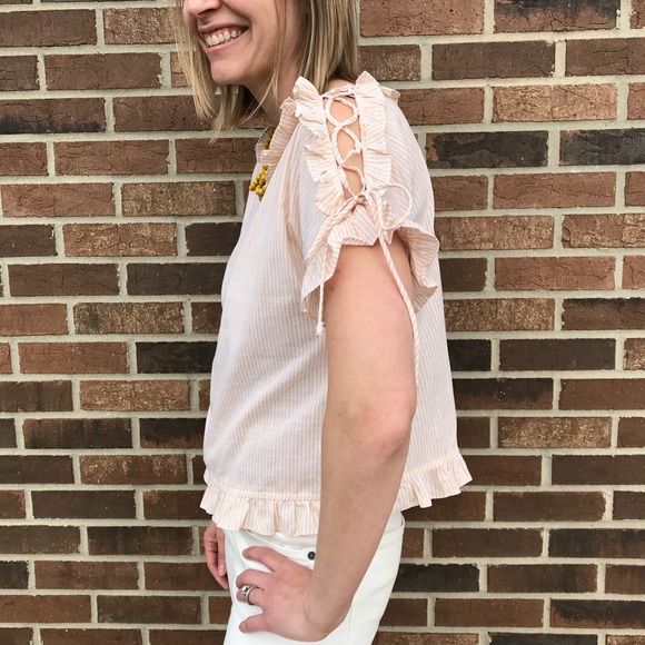 Ruffle and Laced Sleeve Cotton Top - Picture 6 of 7